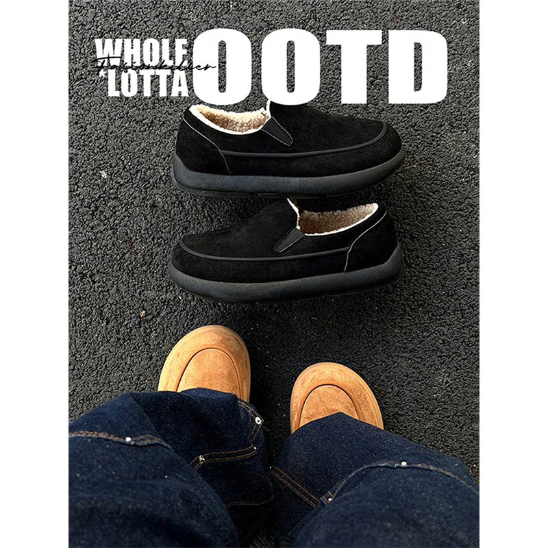 NewRockStarChoppa 加绒保暖勃肯棉鞋男款冬季一脚蹬懒人包头拖鞋