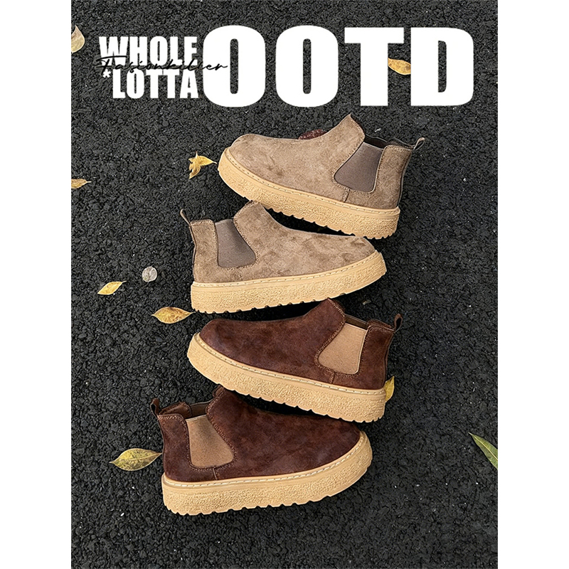 NewRockStarChoppa 一脚蹬复古勃肯马丁靴男秋冬厚底休闲高帮板鞋