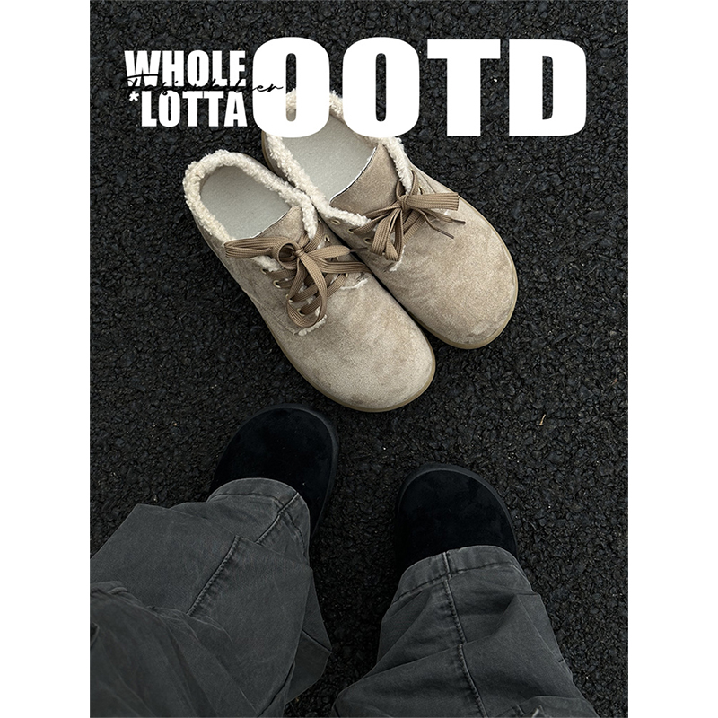 NewRockstarChoppa 冬季加绒勃肯鞋男款皮毛一体户外保暖防寒棉鞋