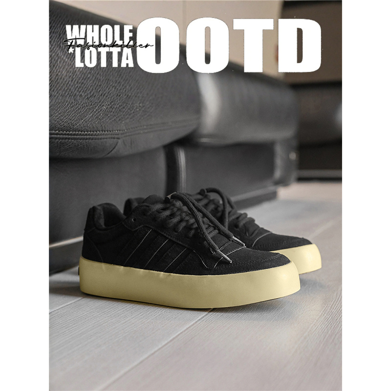 NewRockStarChoppa 夏季透气高级感黑色德训鞋男厚底运动休闲板鞋