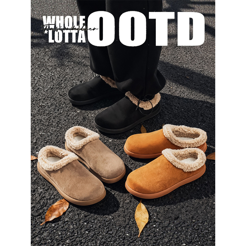 NewRockStarChoppa 懒人毛毛勃肯棉鞋男冬季加绒保暖小土豆半拖鞋