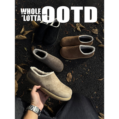 NewRockstarChoppa 冬季加绒保暖勃肯鞋男款一脚蹬懒人包头棉拖鞋