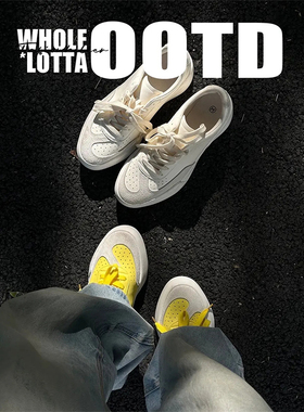 NewRockstarChoppa 厚底小众帆布鞋男款秋季百搭休闲学生小白板鞋