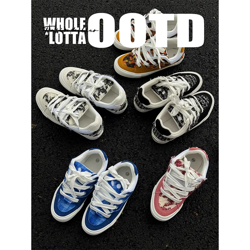 NewRockStarChoppa 夏季欧若风面包鞋男撞色碎花美式休闲情侣板鞋