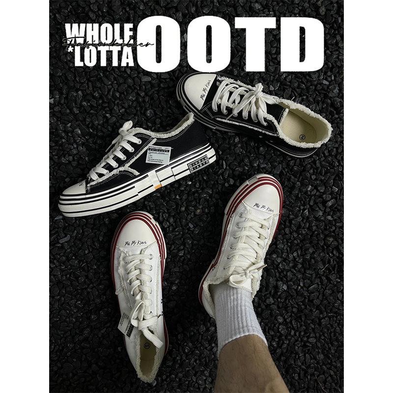 NewRockStarChoppa 低帮硫化板鞋男款夏季厚底百搭休闲帆布小白鞋