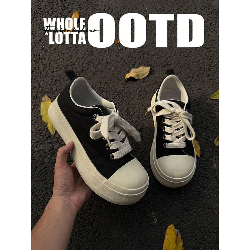 NewRockStarChoppa 小众美式大头帆布鞋男款秋季厚底休闲学生板鞋