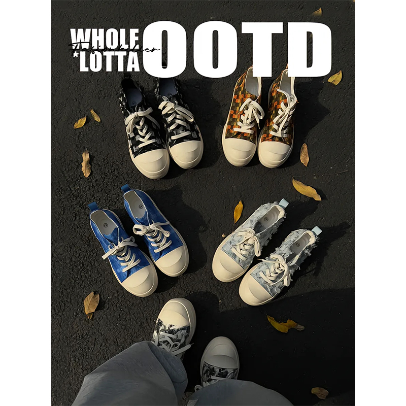 NewRockstarChoppa 破碎帆布鞋男款秋冬潮流休闲运动厚底学生板鞋