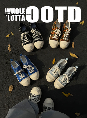 NewRockstarChoppa 破碎帆布鞋男款秋冬潮流休闲运动厚底学生板鞋