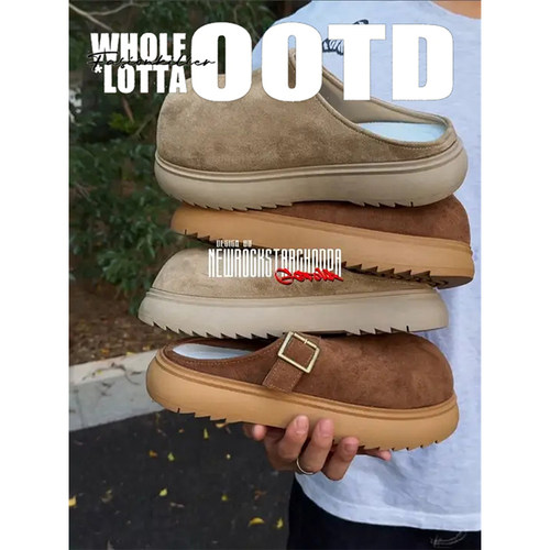 NewRockStarChoppa 卡皮巴拉勃肯包头鞋男款秋冬厚底一脚蹬半拖鞋