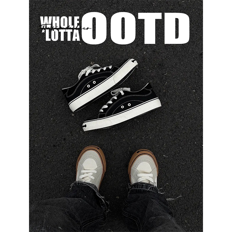 NewRockstarChoppa 厚底低帮板鞋男款秋季小众休闲百搭学生帆布鞋