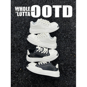 NewRockStarChoppa 运动休闲小白鞋 小众厚底开口笑翘头板鞋 男春季