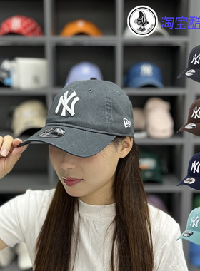 韩国New Era纽亦华炭灰色940大标软顶棒球帽洋基MLB男女款帽子