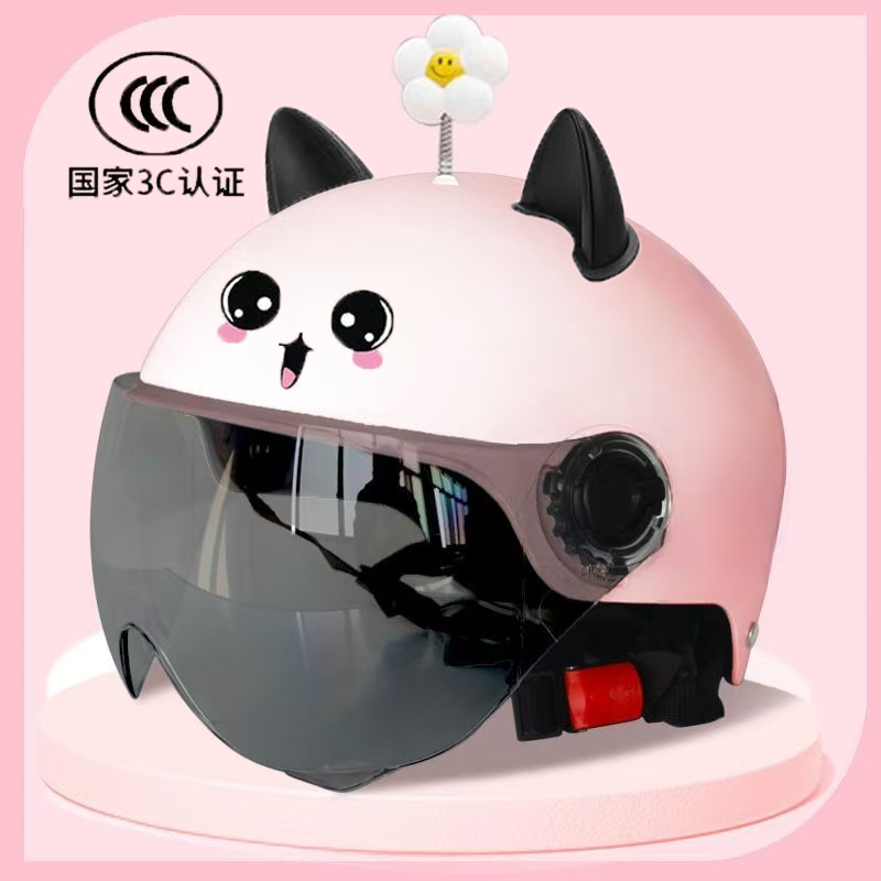 3C认证电瓶电动车头盔女夏天防晒透气女生可爱表情四季轻便安全帽