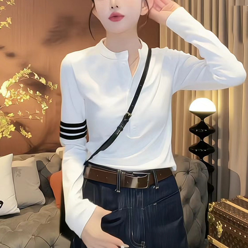 美式长袖t恤女秋季内搭打底衫2024新款显瘦半开领正肩潮,女装/女士精品,大码内搭,淘宝优惠券,粉丝福利购,淘宝优惠卷