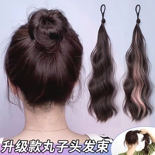自绕式丸子头假发发束花苞头盘发髻发圈自然蓬松仿真扎头发包神器