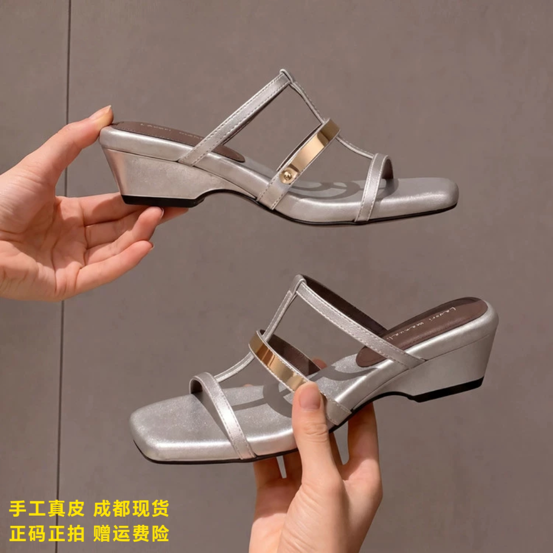 L'avance牛皮凉鞋2026高品质女鞋巨舒适通勤纯皮凉拖设计师款外穿
