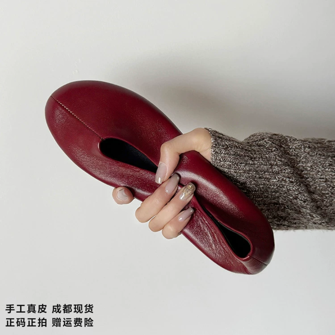 L'avance羊皮单鞋2026秋款高品质女鞋巨舒适通勤纯皮平底芭蕾舞鞋