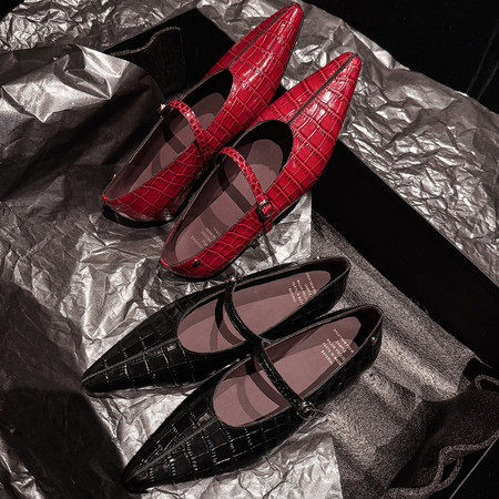 l'avance真皮 法式复古3.5cm时髦精头层牛皮绝美玛丽珍内增高单鞋