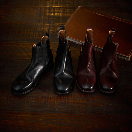 l'avance真皮 法式复古女3cm时髦精水洗马皮切尔西短靴皮带扣靴子