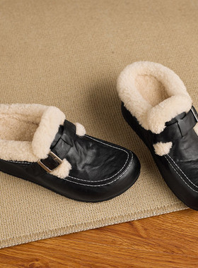 l'avance 水洗牛皮内增高博客鞋显瘦毛毛鞋秋冬新款包跟雪地靴6cm