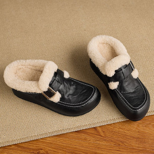 l'avance 水洗牛皮内增高博客鞋显瘦毛毛鞋秋冬新款包跟雪地靴6cm