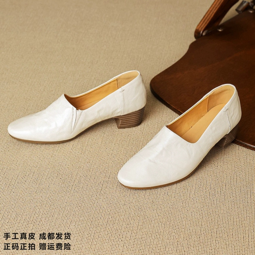 L'avance羊皮小皮鞋2026秋款高品质女鞋巨舒适纯皮单鞋粗跟乐福鞋