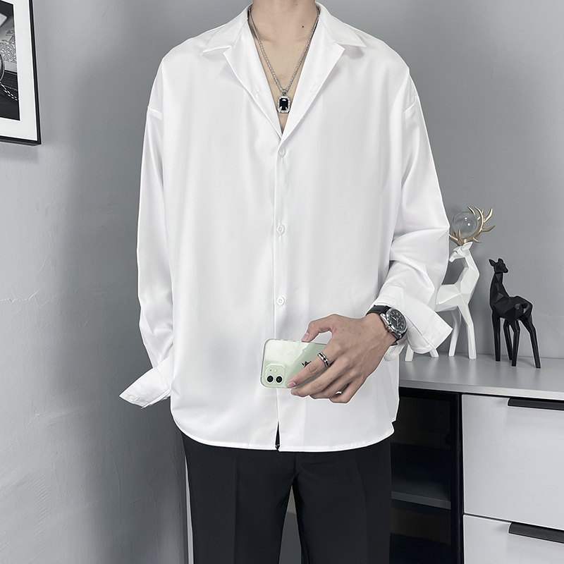 长袖宽松衬衫立领韩版