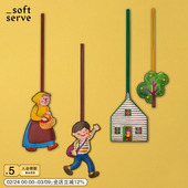 SoftServe柔软供应 立体皮质包包挂饰可活动小挂件 魔法木偶镇