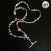 SoftServe柔软供应 编织混线串珠手机挂绳手机链斜挎 彩球麻花