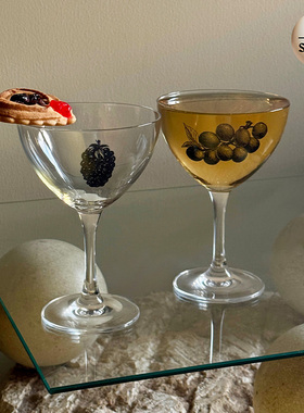 SoftServe柔软供应《线条果实》印花高级感高脚杯微醺玻璃红酒杯