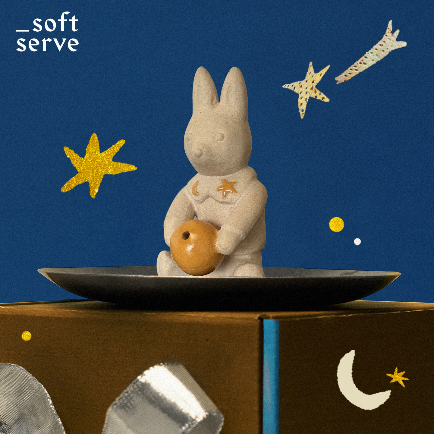 SoftServe柔软供应x chunmei《月亮兔》陶瓷香插线香托盘底座礼盒