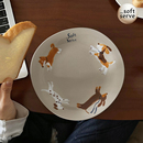 小狗 SoftServe柔软供应 奔跑 手绘陶瓷餐盘碟子 Fengdu