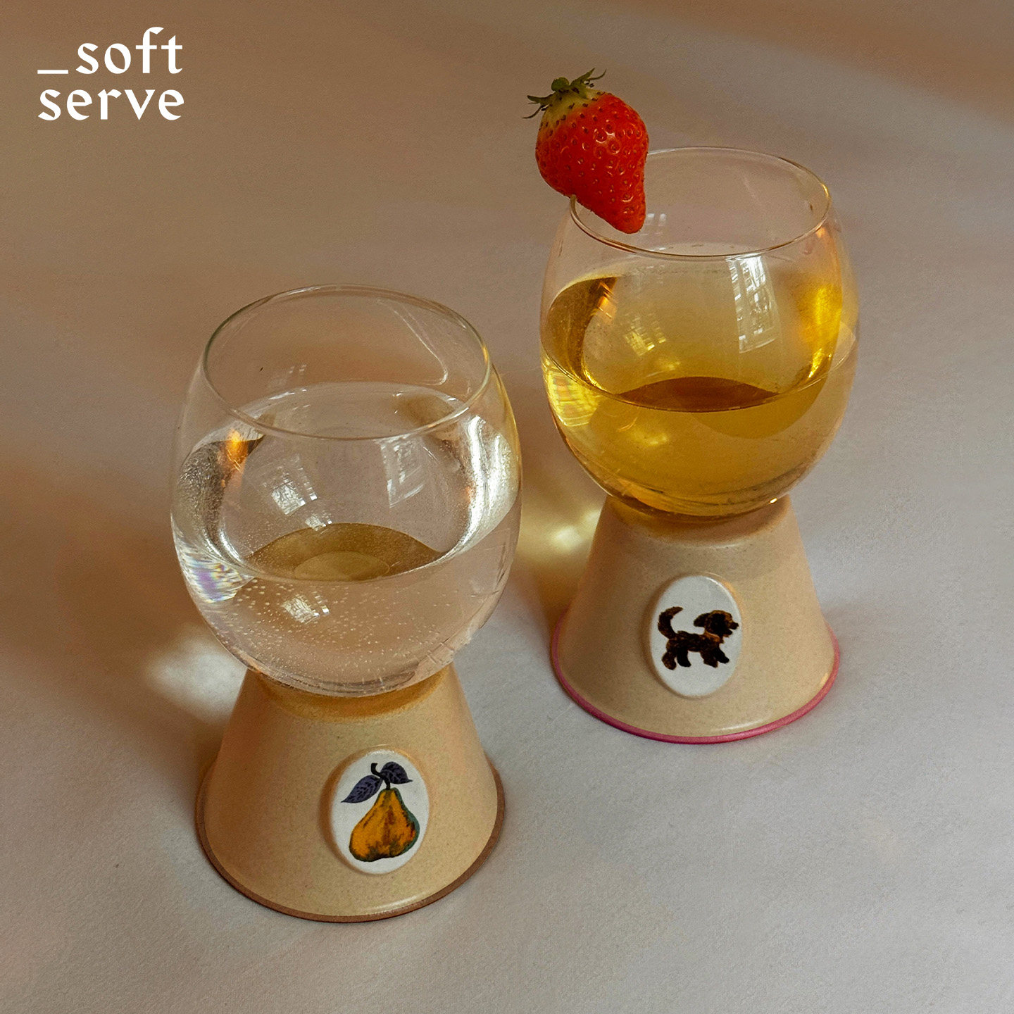 SoftServe柔软供应《托蛋杯》小狗梨子陶瓷玻璃鸡尾红酒水杯子