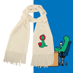 JOGUMAN乔古漫绿色小恐龙苹果卡通可爱男女潮可定制保暖披肩围巾