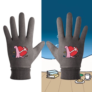 恶搞布拉吉奥可爱可定制保暖分指手套卡通JOGUMAN韩国绿色小恐龙