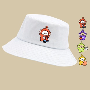 线条小狗马尔济斯天线宝宝联名休闲百搭男女情侣定制盆帽子渔夫帽