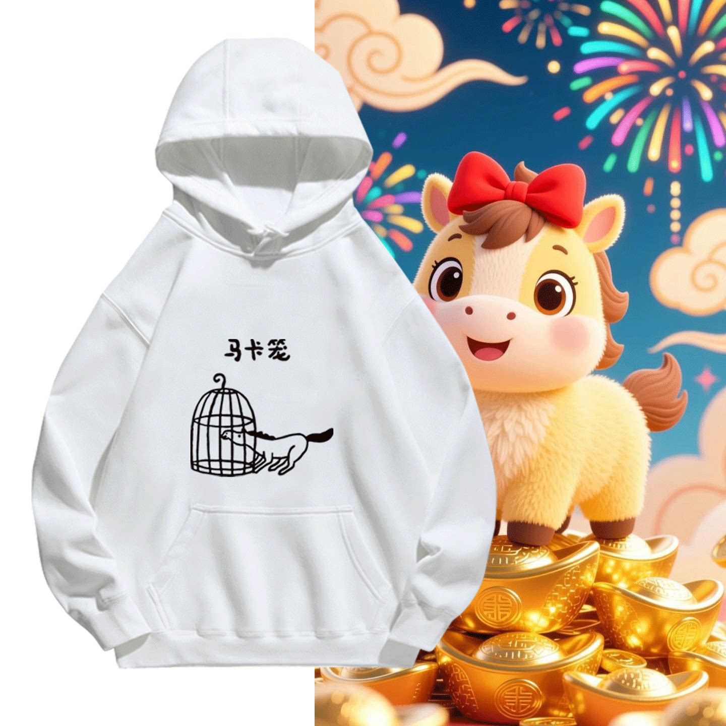 情侣可定制秋冬连帽带帽卫衣