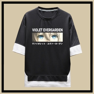 紫罗兰永恒花园薇尔莉特伊芙加登小说动漫男女假两件短袖T恤衫夏