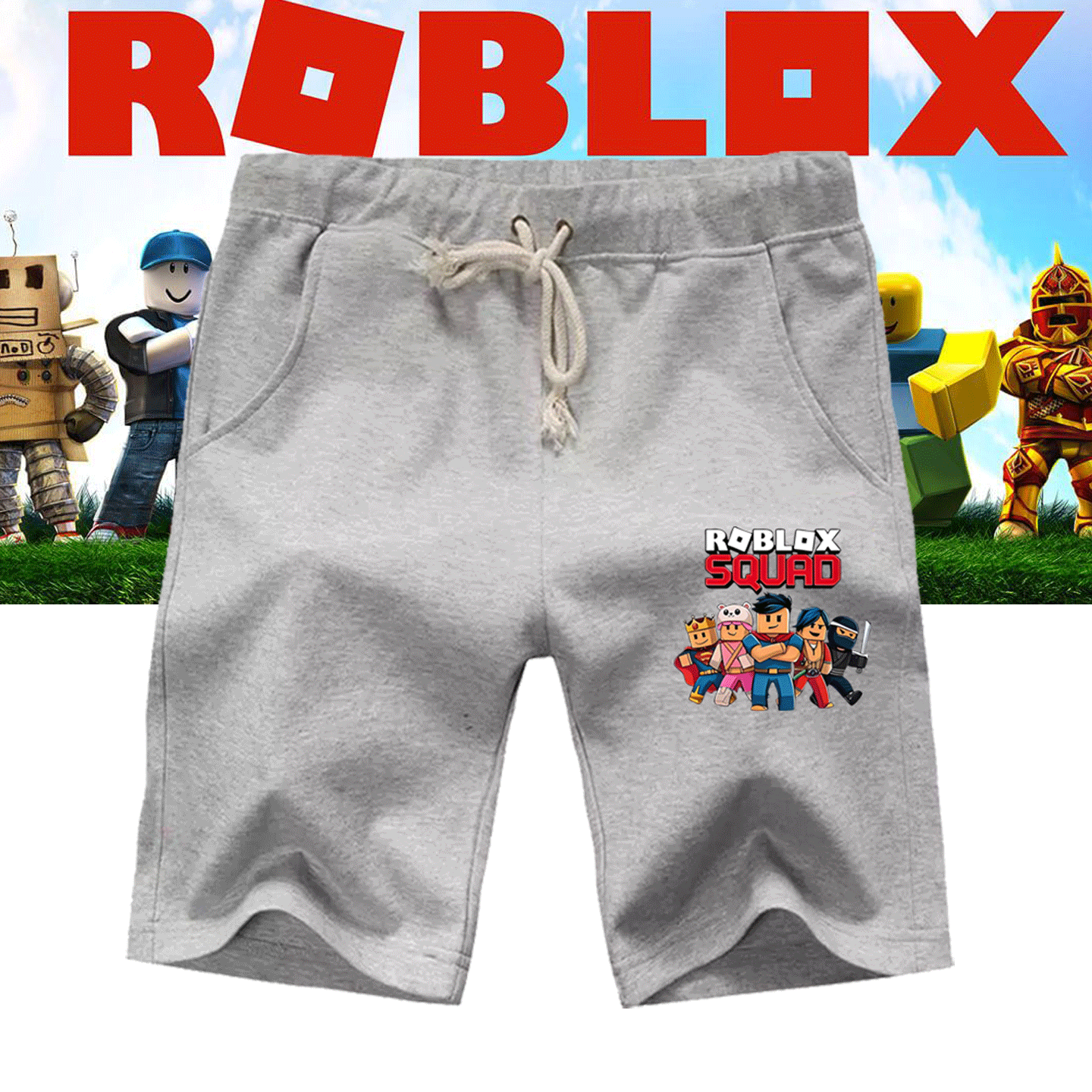 彩色虚拟世界roblox罗布乐思可定制情侣五分运动短裤游戏周边男女