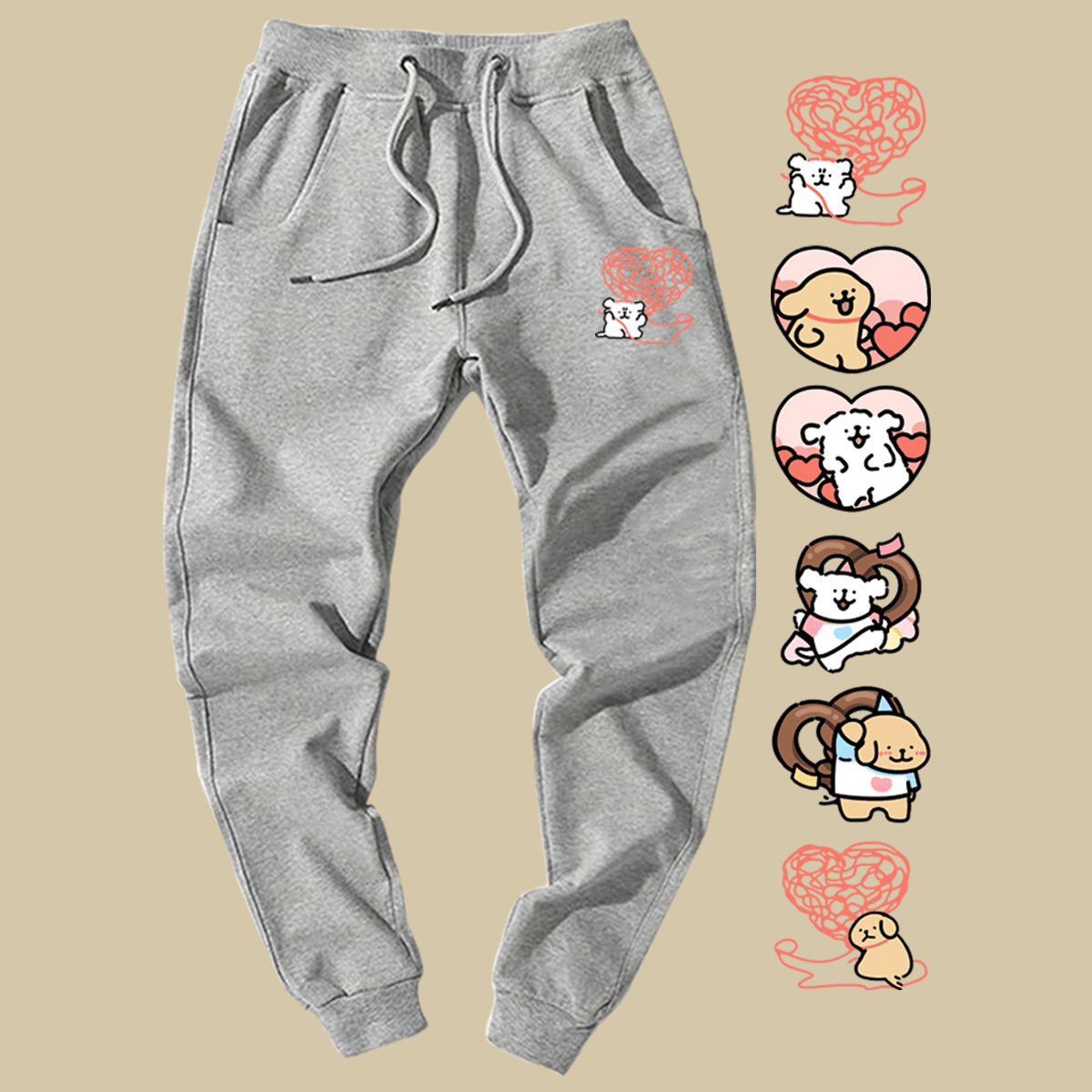 线条小狗马尔济斯周边潮流长裤