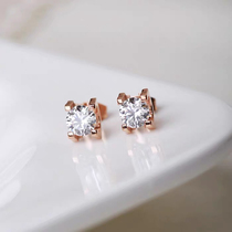 18K Gold Earrings female morsonite simulation diamond Earbone nails ox head rose gold four claw single diamond simple Earrings