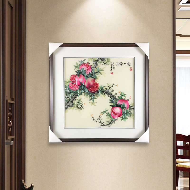 纯手工石榴刺绣画苏绣高档装饰画