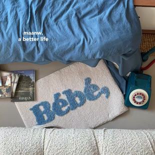 ins英文床边地毯卧室植绒床边地垫吸水浴室防滑垫 store Fish