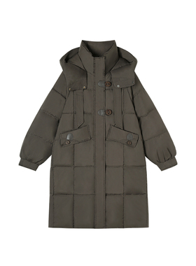 【Tia之夜 大狂欢】12.26F C 轻奢宽松连帽鹅绒中长外套 24C32