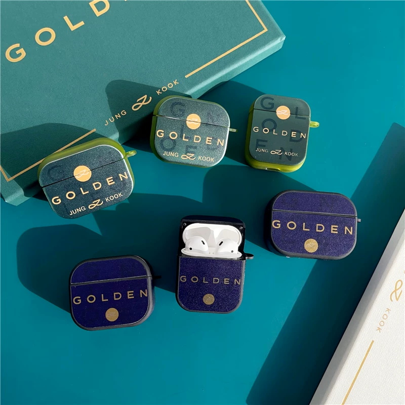 Защитная крышка из кожи для наушников Rjinhit jungkook совместима с Apple AirPods 2 3 Pro 2, мягкий чехол Bulletproof, молодежная группа, Tian Yiguo Golden