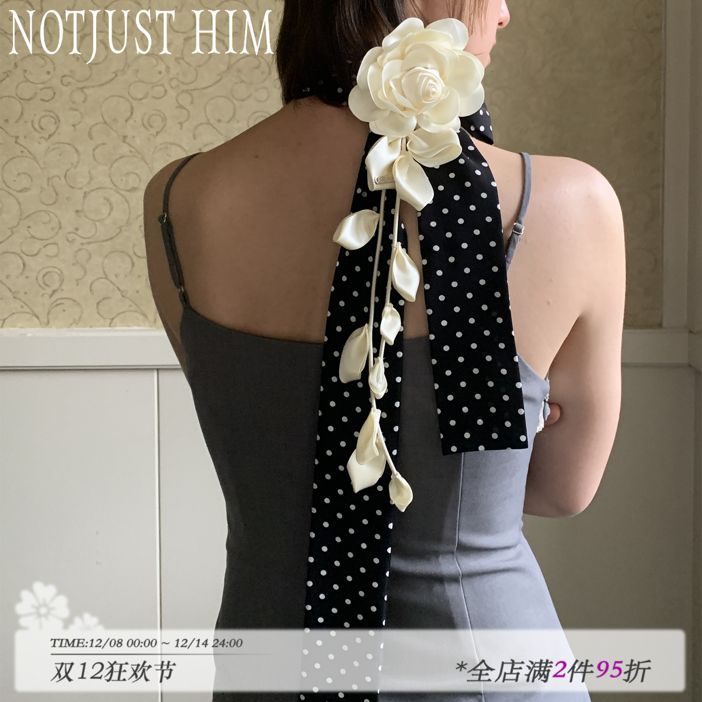 花筏NOTJUSTHIM《Monet'Garden》重工手工花朵和丝巾 多用途配饰