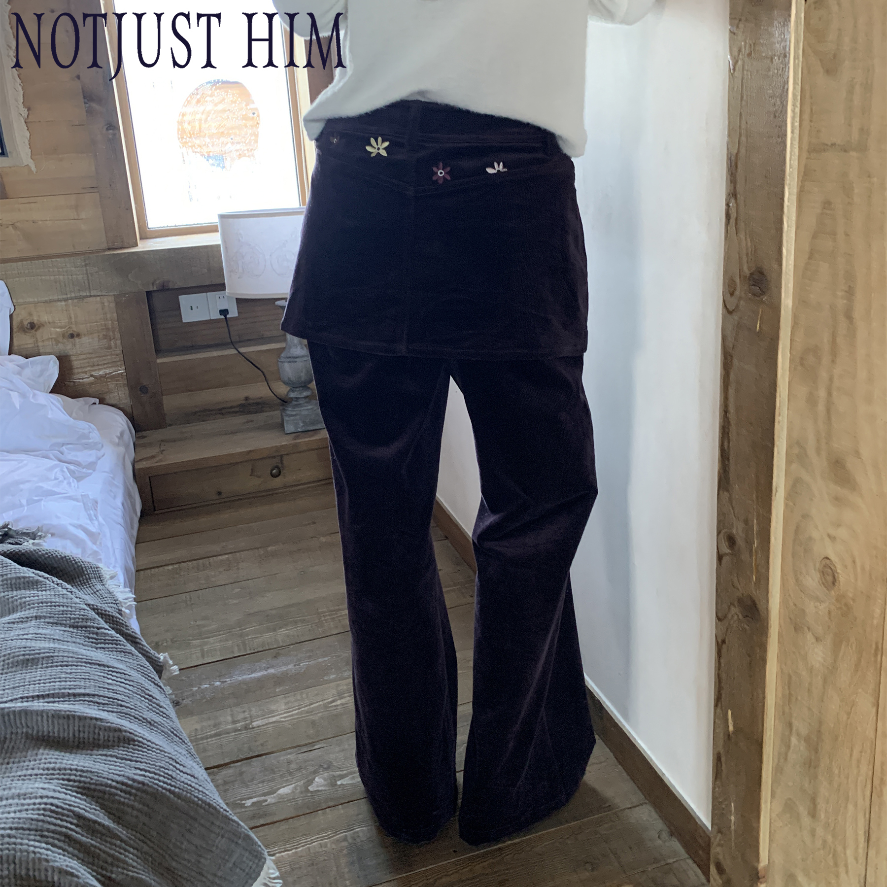 花筏NOTJUSTHIM 灯芯绒绣花裙裤秋冬