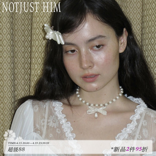 花筏NOTJUSTHIM 《Elegant Bowknot》串珠珍珠蝴蝶结挂坠项链