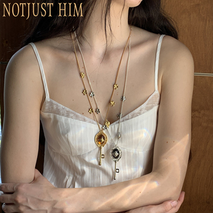 黑玛瑙茶晶石镶嵌钥匙项链 Key 花筏NOTJUSTHIM Secret