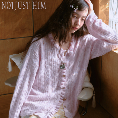 花筏NOTJUSTHIM 《柔雾藤萝》宽松木耳边针织开衫